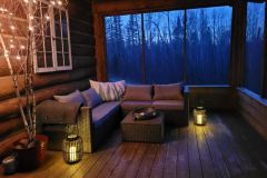 Screen porch at night