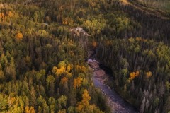 Overhead view of the river and lodge
